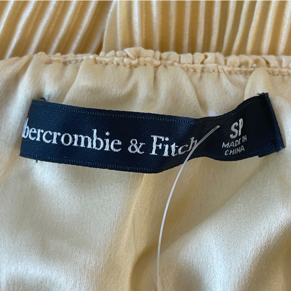 Abercrombie & Fitch Giselle Pleated Midi Dress strapless yellow Small Petite - Picture 9 of 9